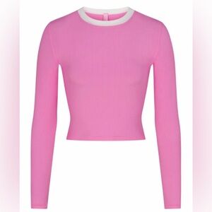 EUC SKIMS ULTRA SOFT LONG SLEEVE CROP TOP, size small